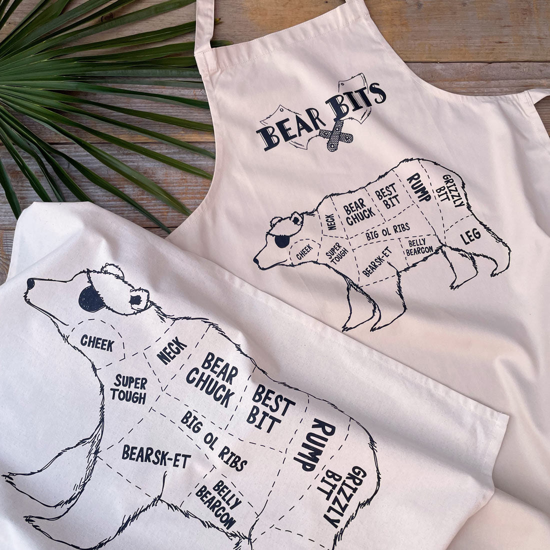oaty colour apron with bear butcher chart