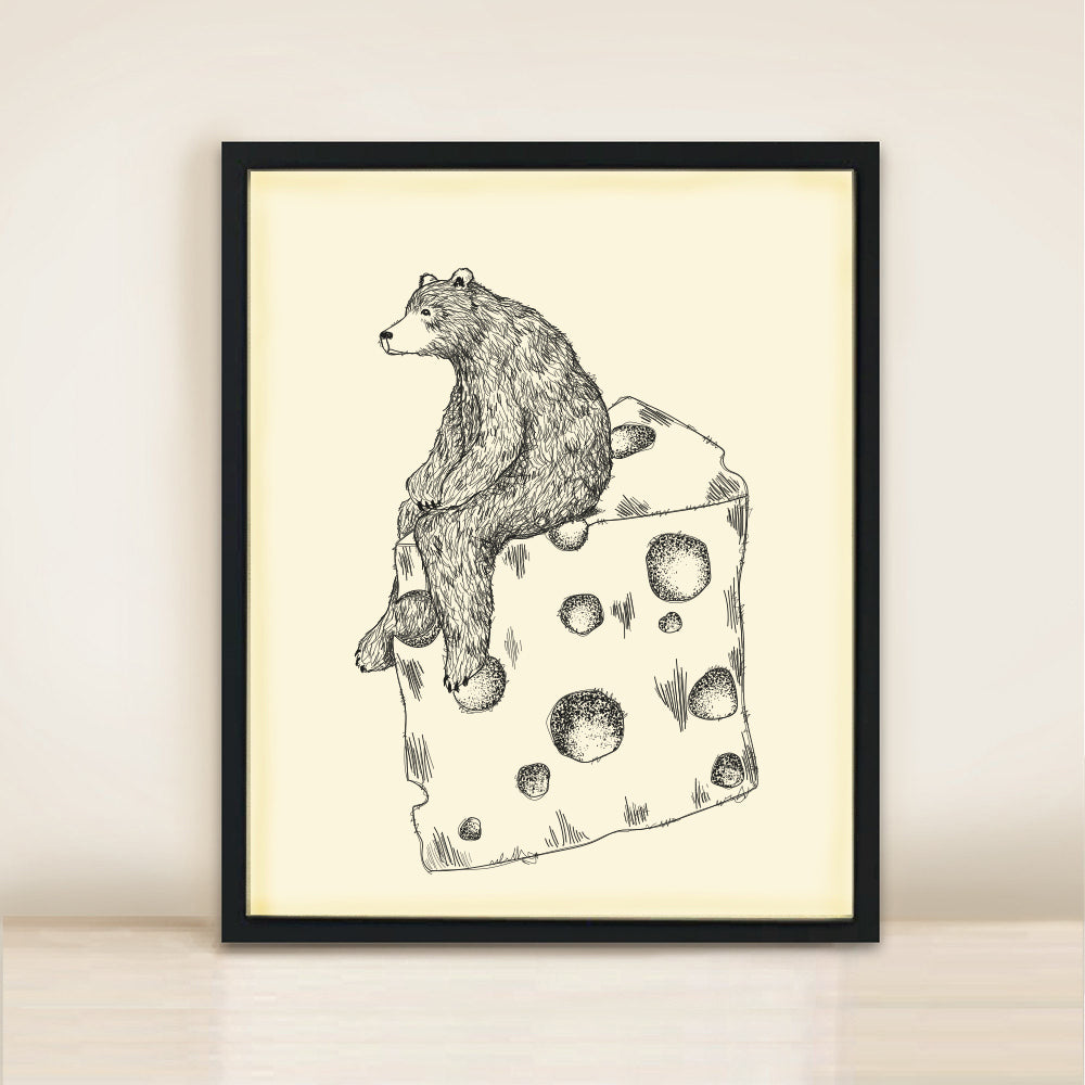 Fondue Bear Poster Print A3