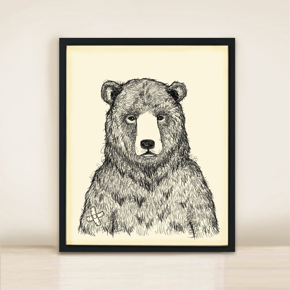 Grizzly Bear Poster Print A3