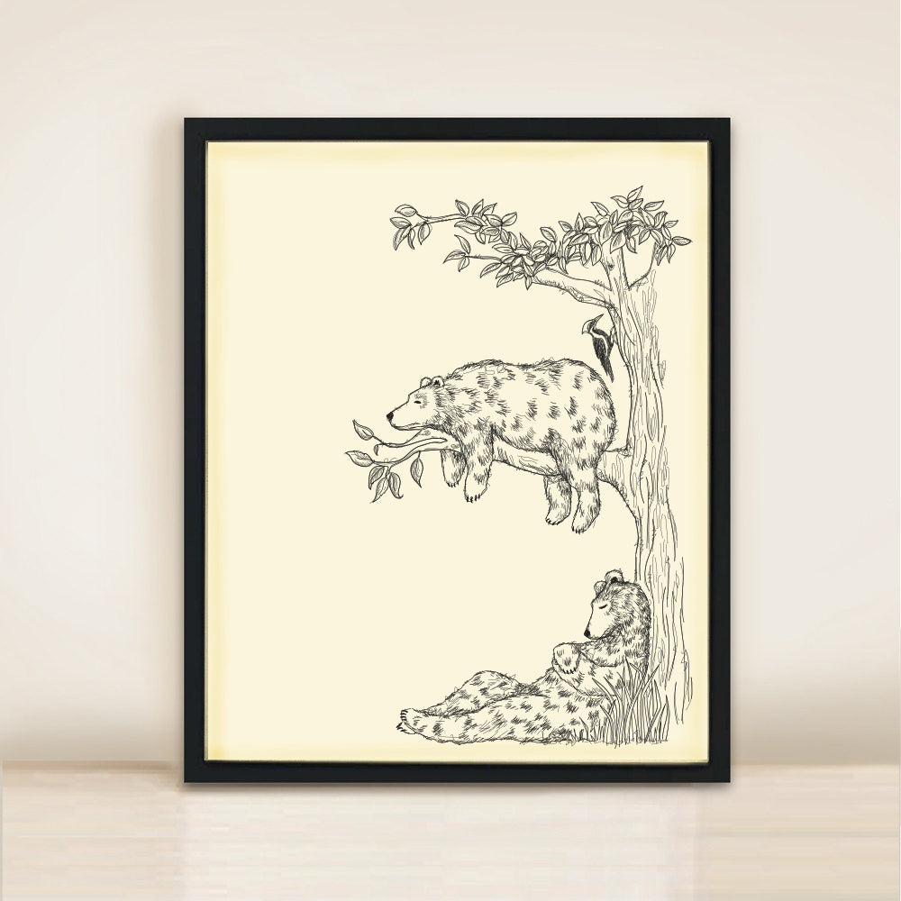 Lazy Bears Poster Print A3