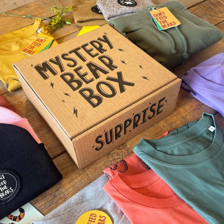 mystery bear box and hats jumpers and tees