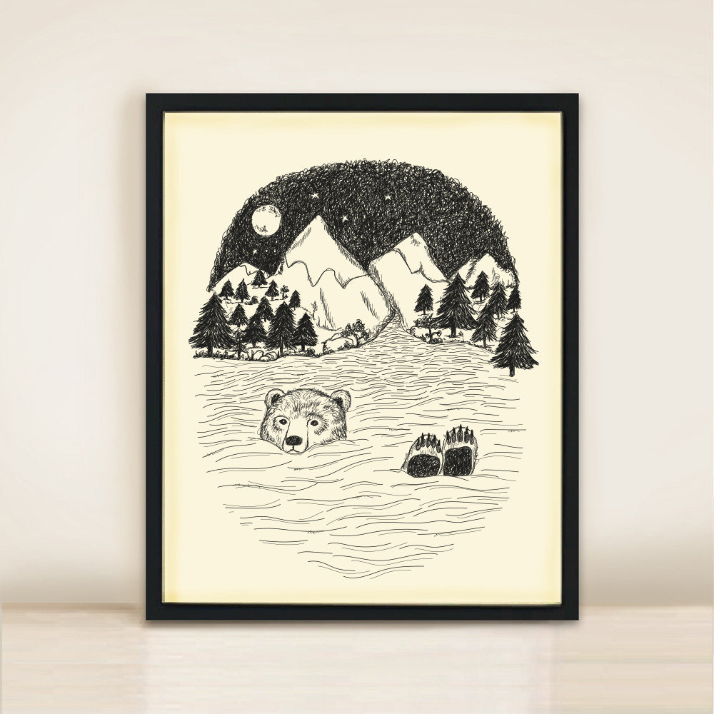 Night Swimming Poster Print A3