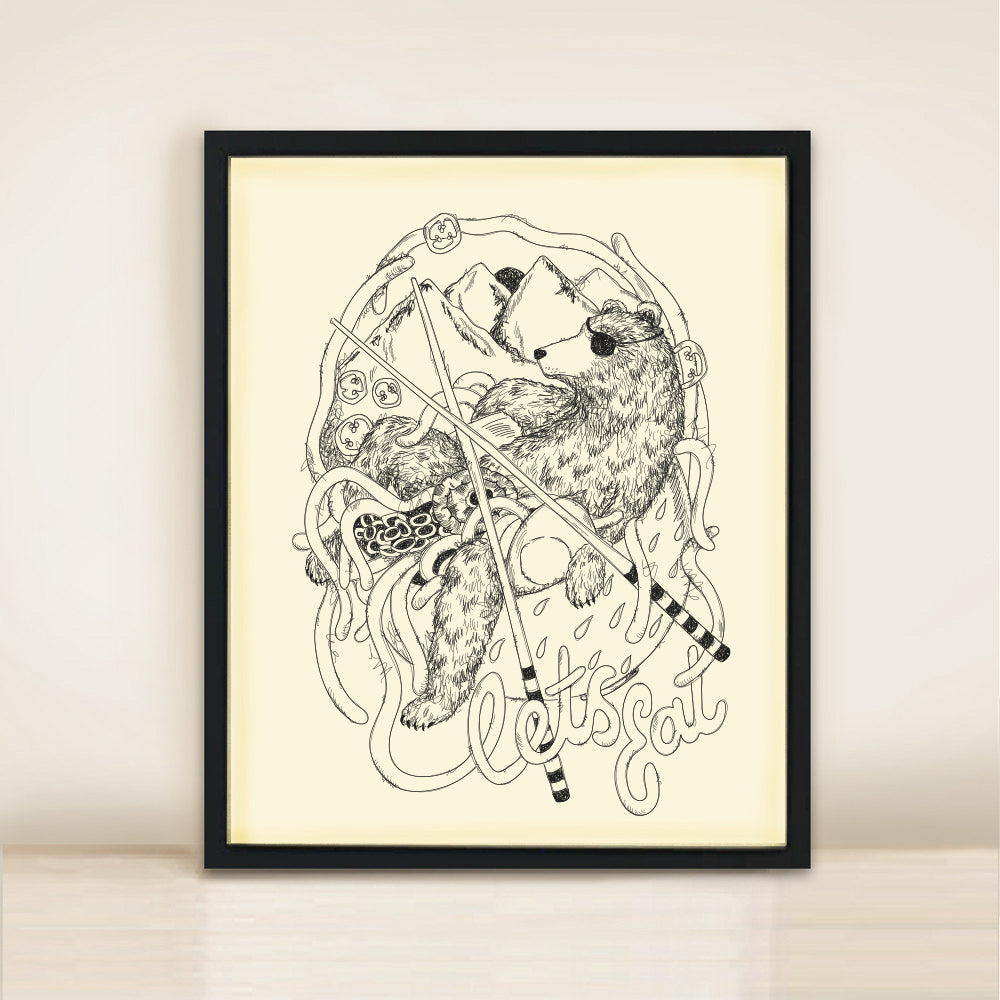 'Let's Eat' Poster Print A3