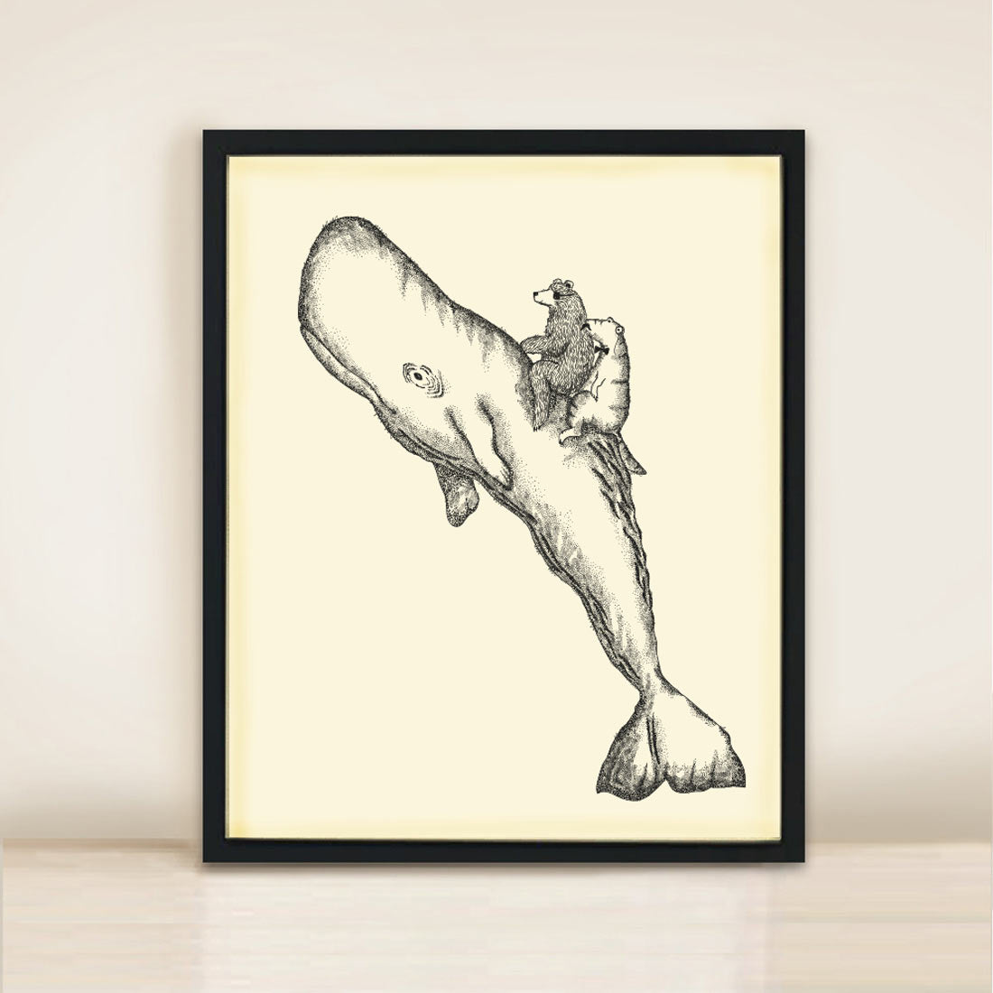Whale and Bear Poster Print A3