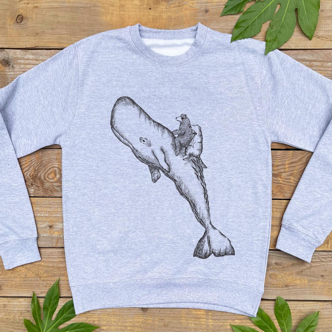 whale and bear unisex jumper