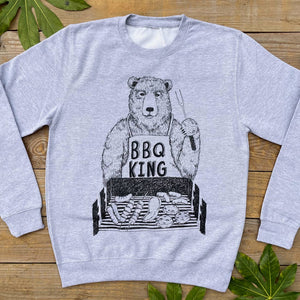 BBQ king bear grey jumper