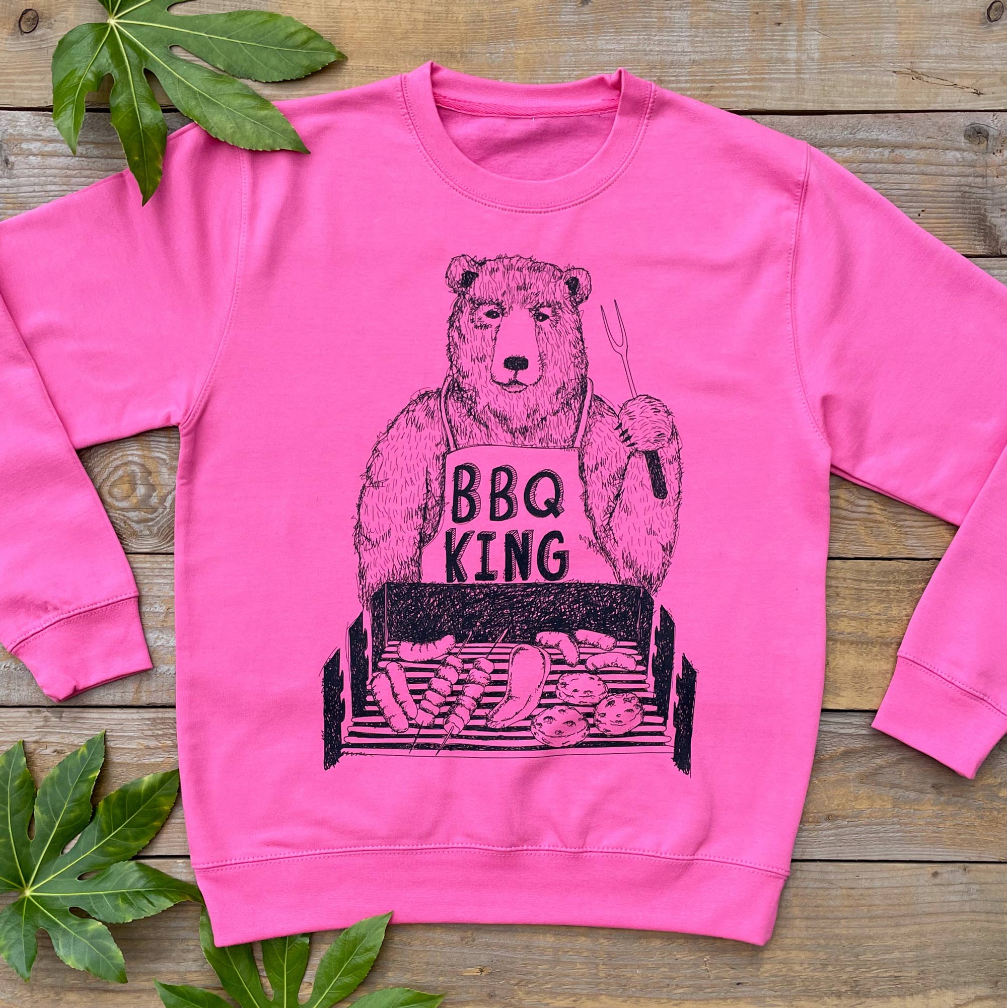 PINK JUMPER WITH BBQ BEAR 