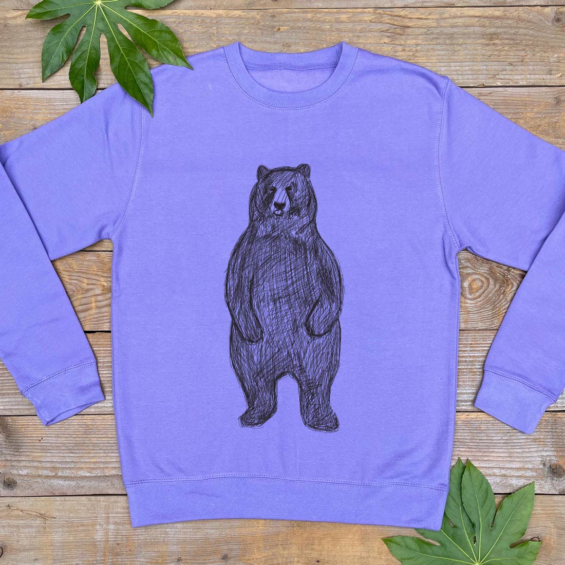 PURPLE JUMPER WITH PRINTED BEAR STANDING
