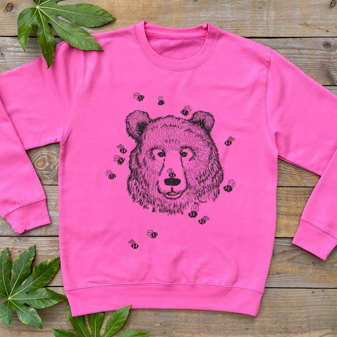 PINK JUMPER WITH BEES AND BEAR