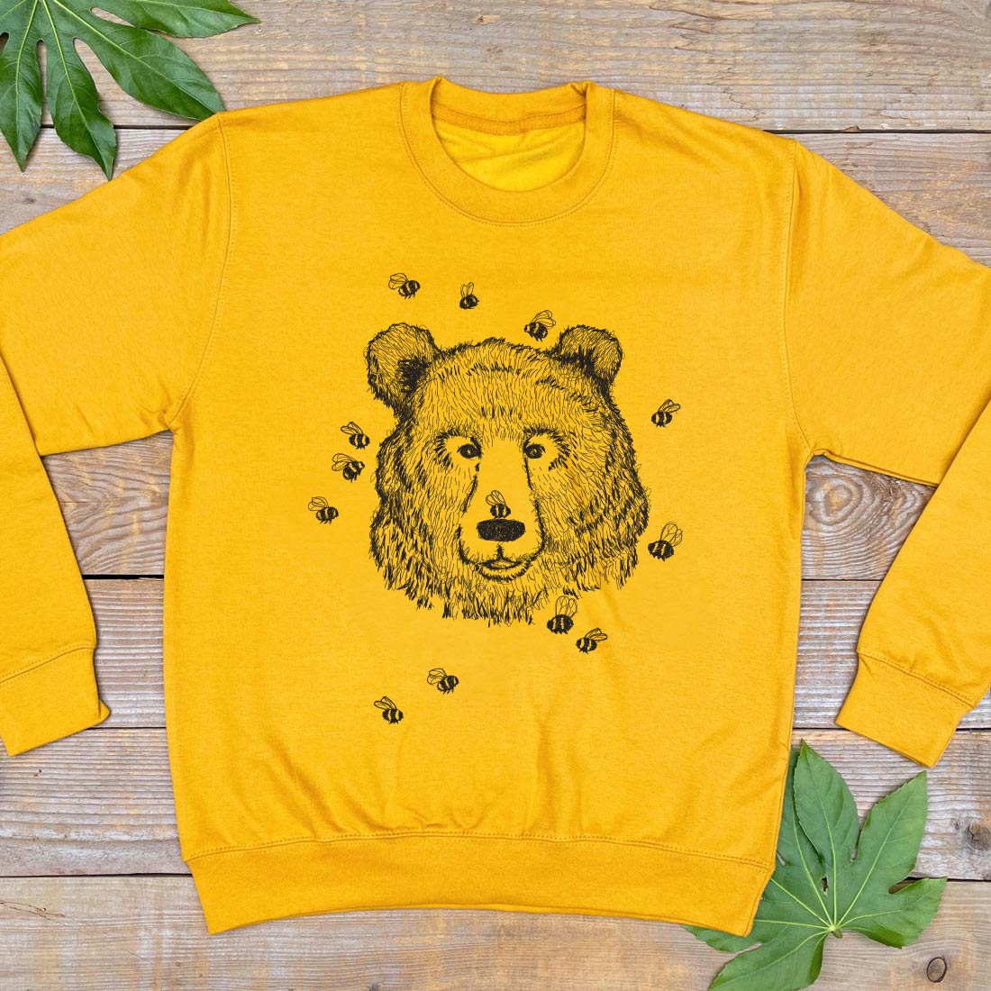 MUSTARD JUMPER WITH BEES AND BEAR