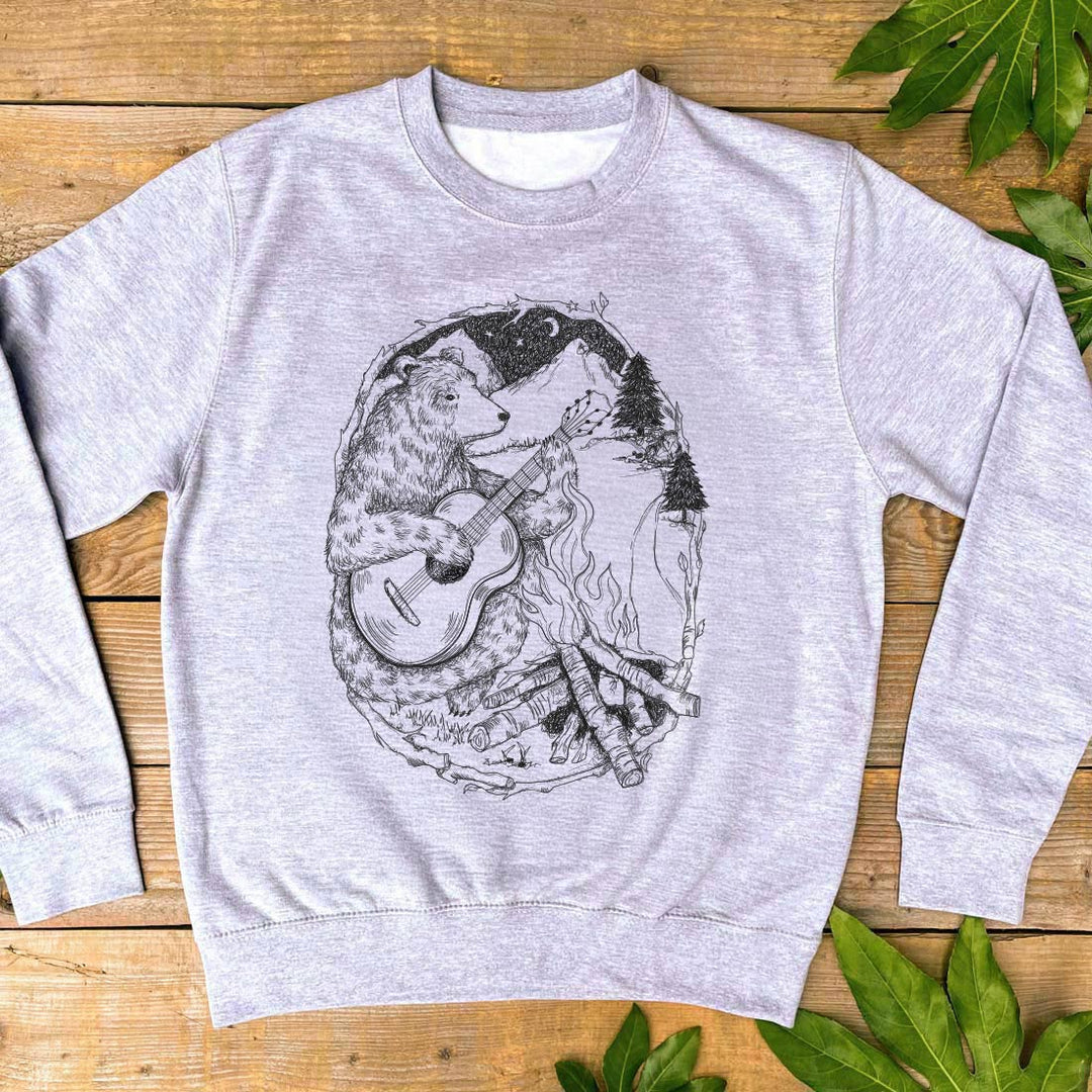GREY JUMPER WITH BEAR PLAYING GUITAR