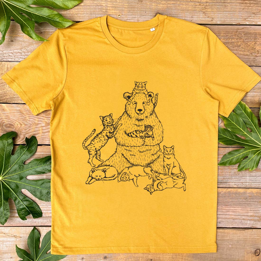 BEAR SURROUNDED BY CATS TSHIRT