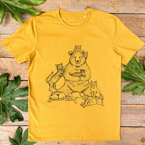 BEAR SURROUNDED BY CATS TSHIRT