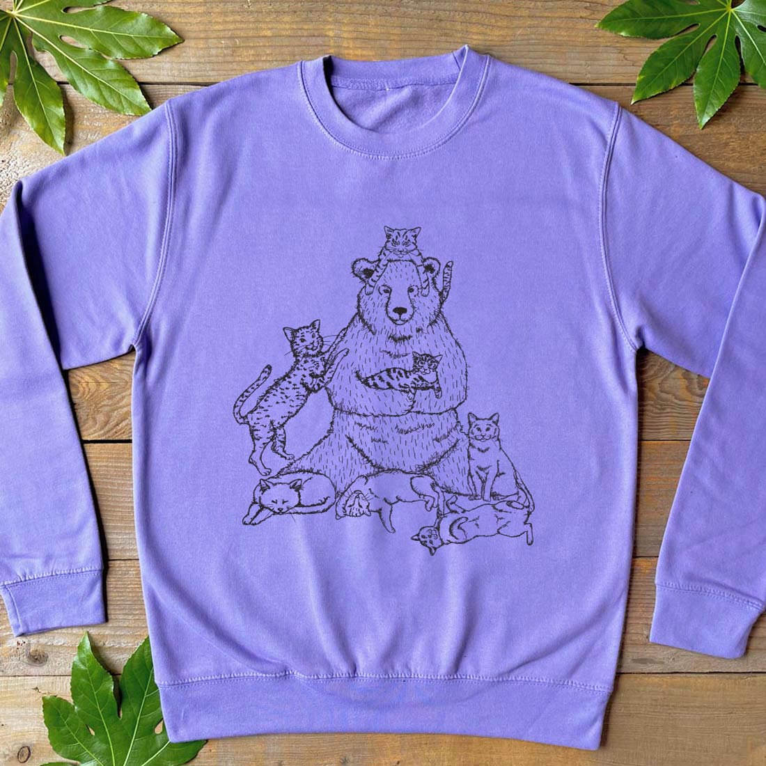 BEAR AND CATS PURPLE JUMPER