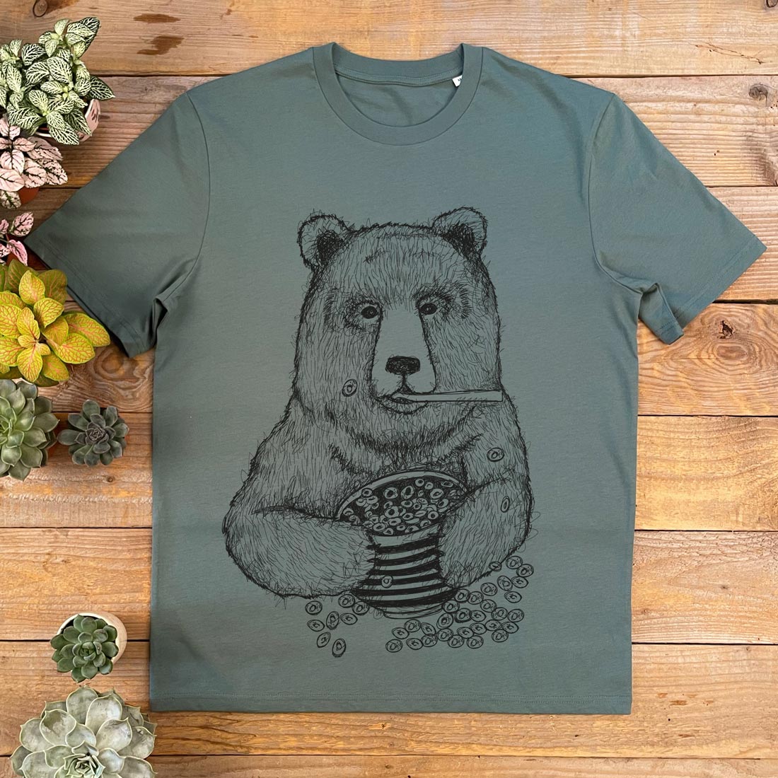 bear eating cereal pesto tshirt