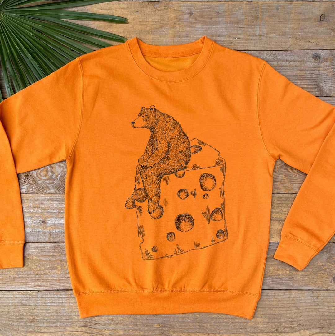 cheese bear orange jumper