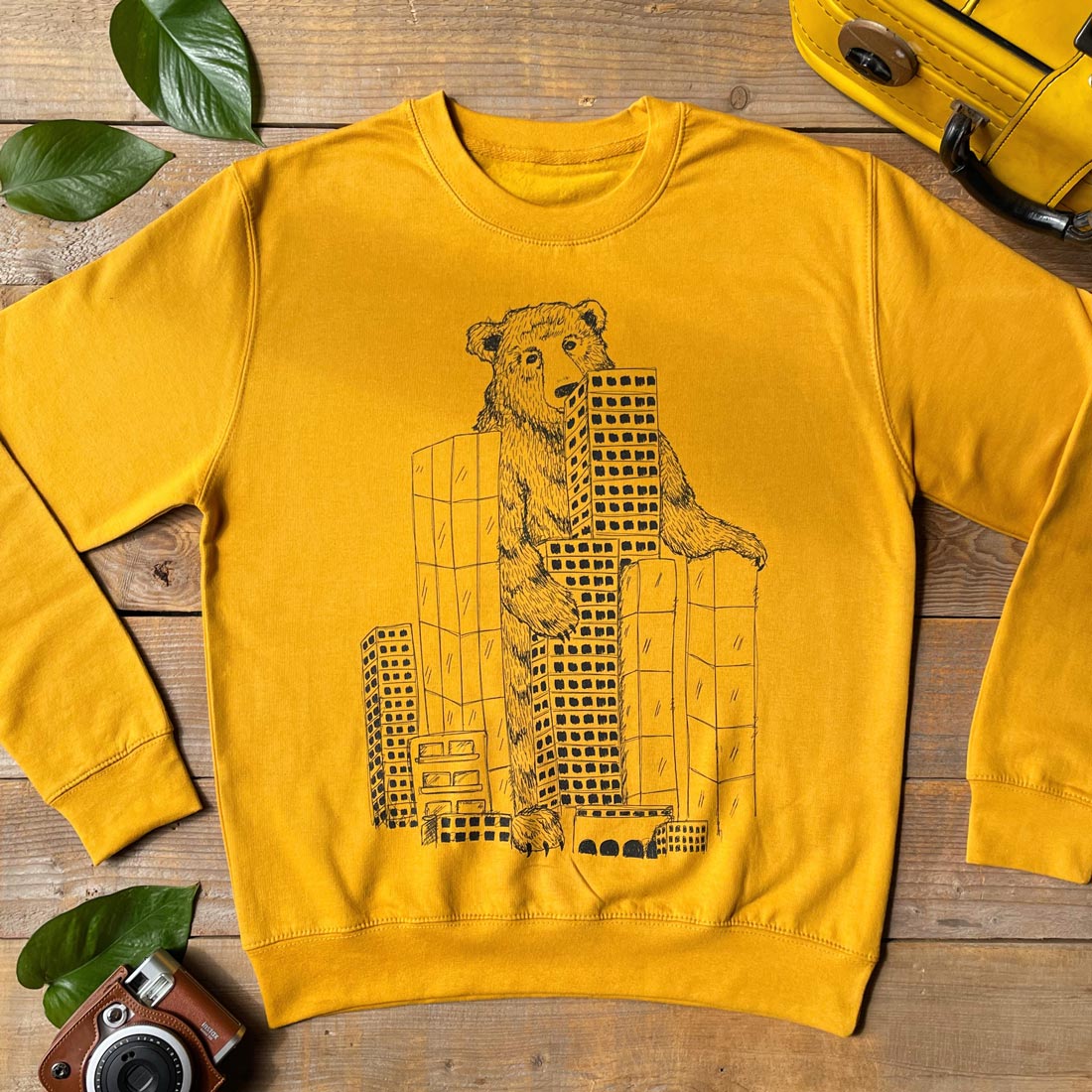 mustard mens bear jumper