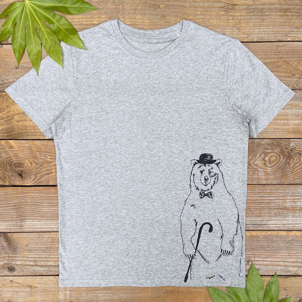 grey bear in hat t-shirt