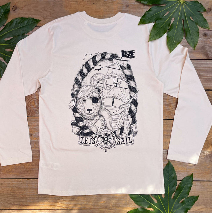 'Let's Sail' Bear Long Sleeved T-Shirt - Front/Back Print
