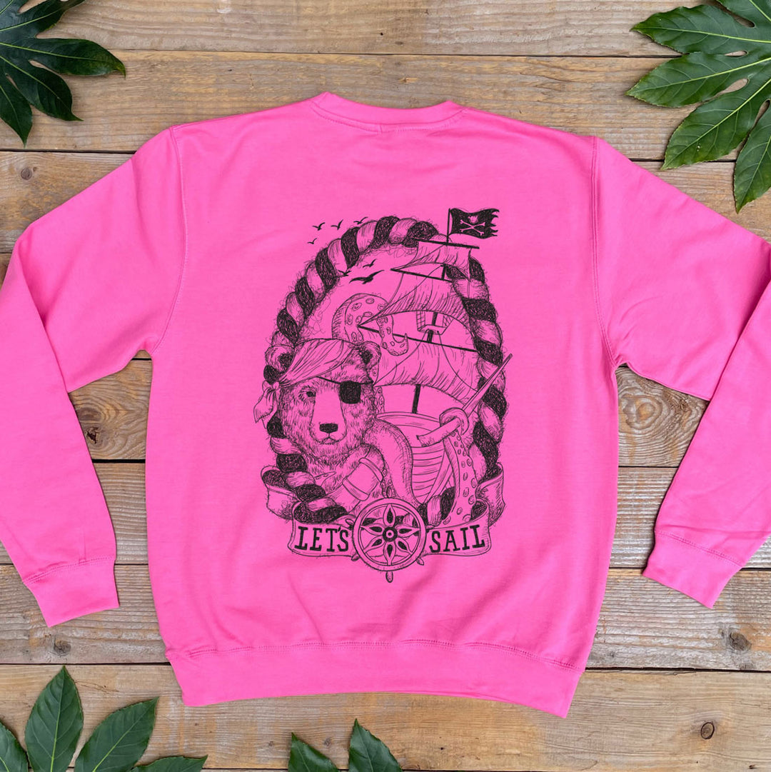 pink jumper with bear and pirate