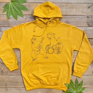 mustard bear and dinosaur hoodie