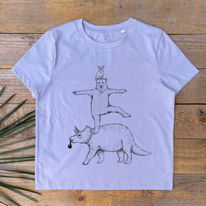 BEAR AND TRICERATOPS LILAC WOMENS TEE