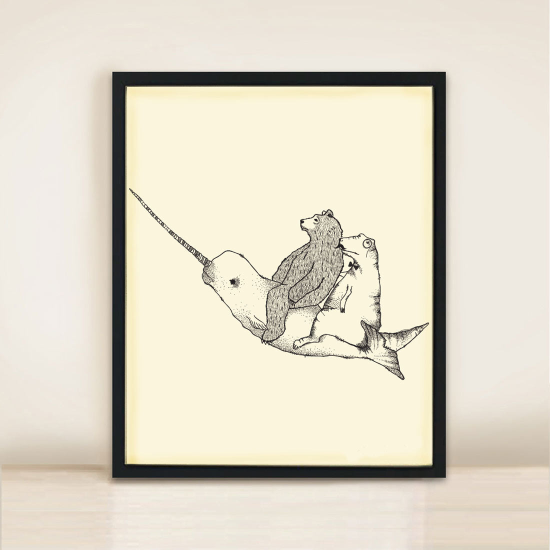 narwhal and bear lounge print