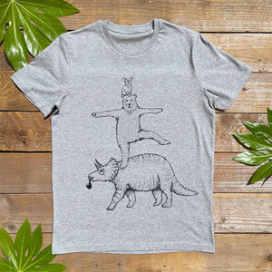 funny bear and triceratops tshirt