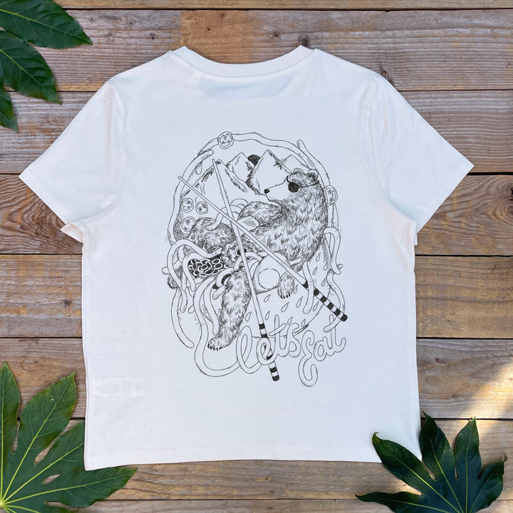 womesn tee with bear and noodles