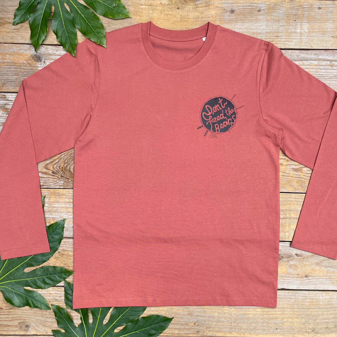 brown long sleeved tee with noodles
