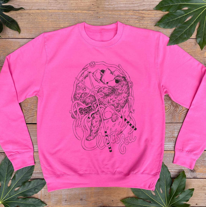 pink jumper with bear and ramen