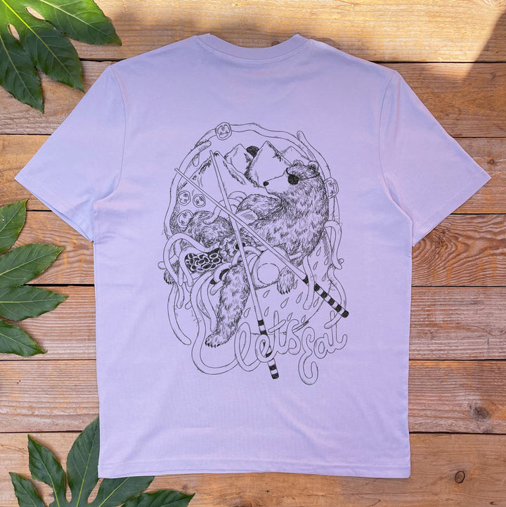 ramen and bear design lilac tee