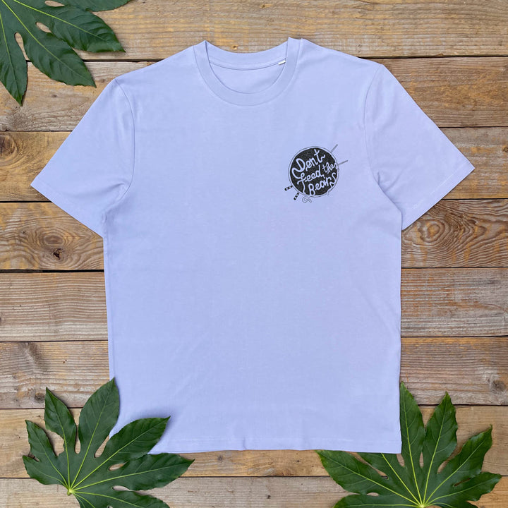 lilac tee with DFTB logo 