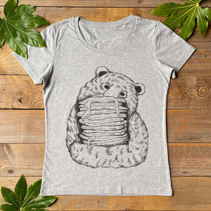 GREY TEE WITH BEAR AND PANCAKES