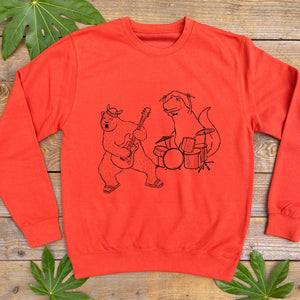 ROCKING OUT BEAR AND DINO ORANGE JUMPER