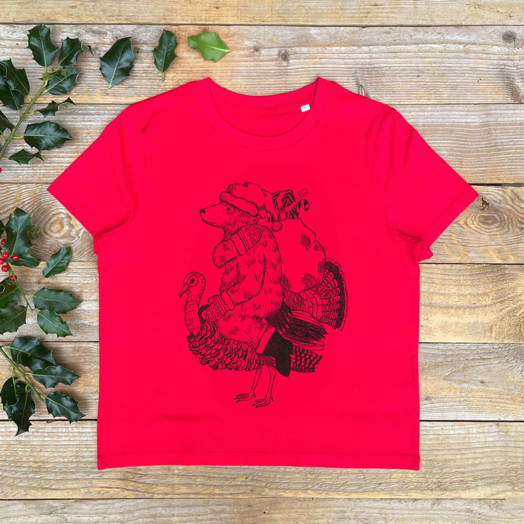 womens christmas red bear tshirt
