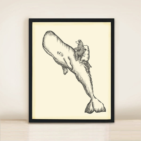 Whale and Bear Poster Print A3