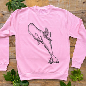 pink bear and whale sweater