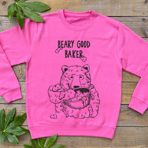 bear and mixing bowl pink jumper