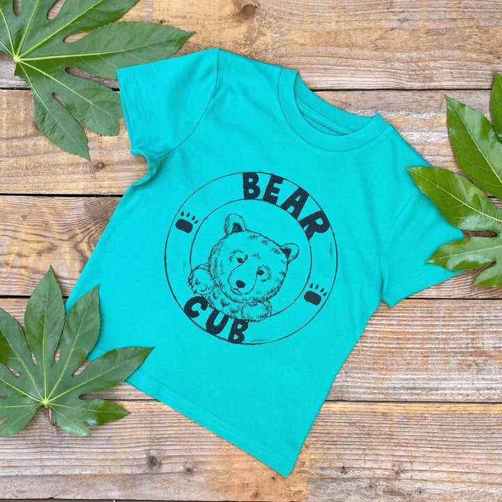 green bear cub text tee