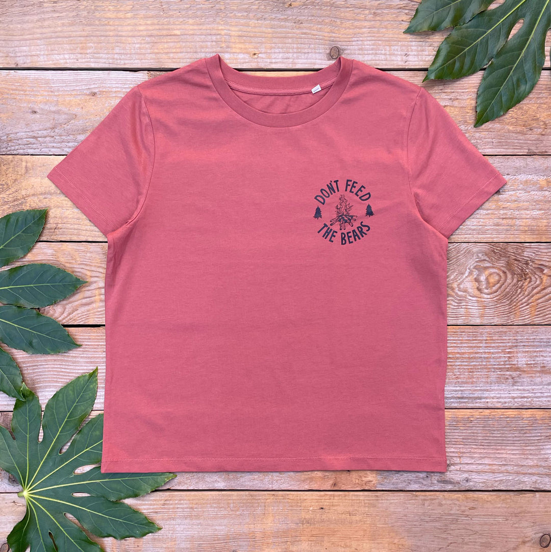 brown tee with campfire print