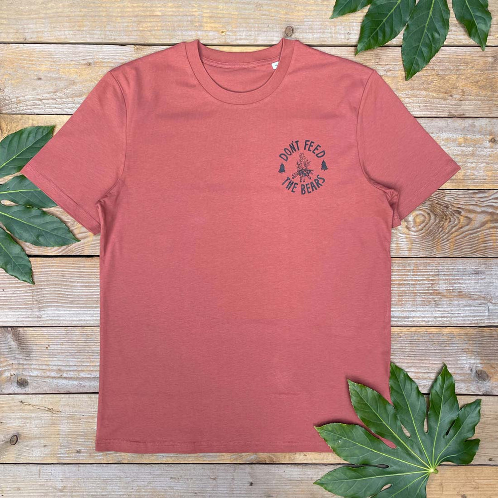 brown tee with campfire print