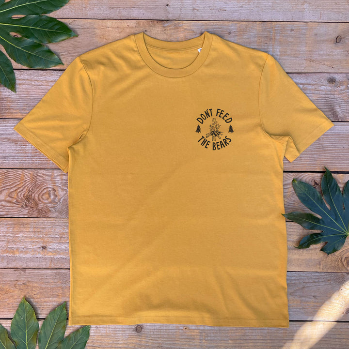 mustard tee with campfire print
