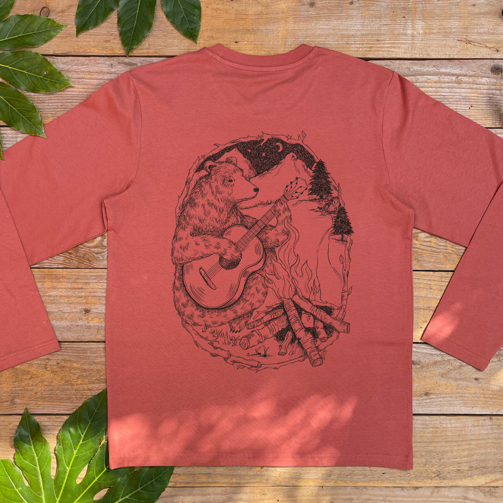 brown campfire and bear tee
