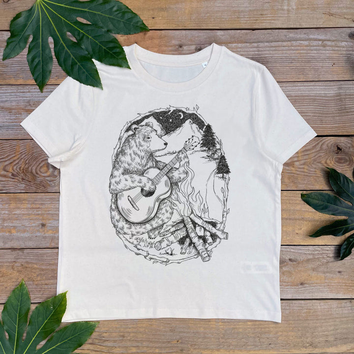campfire and bear design tshirt