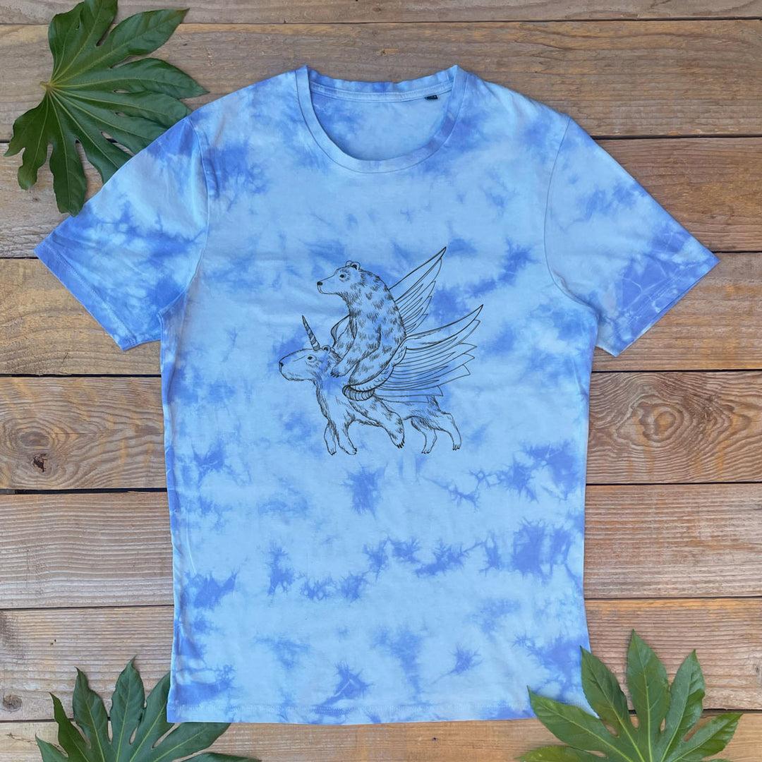 bear and capybara blue tee