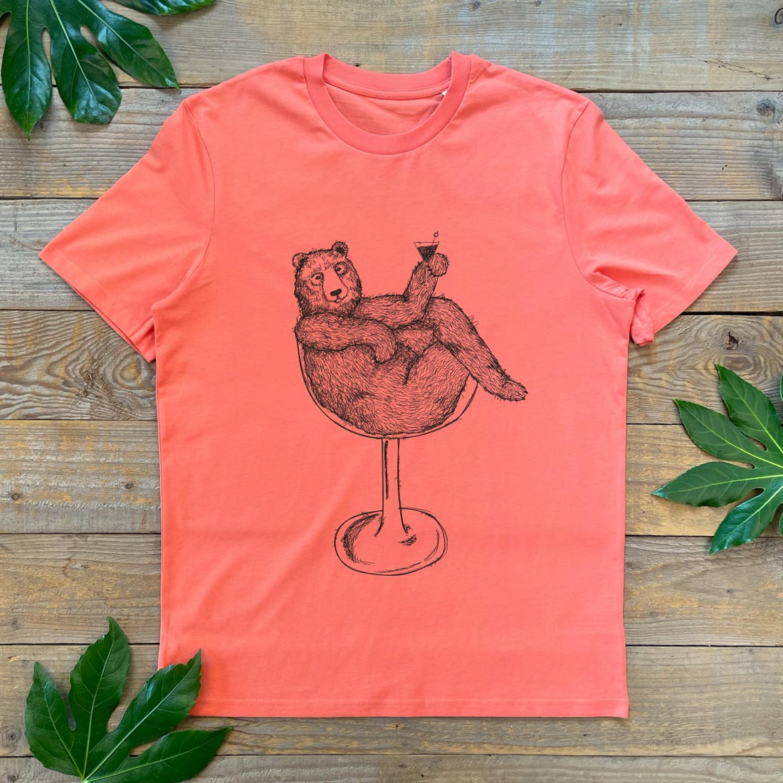 cocktail bear orange tshirt