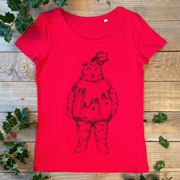 red christmas bear tee