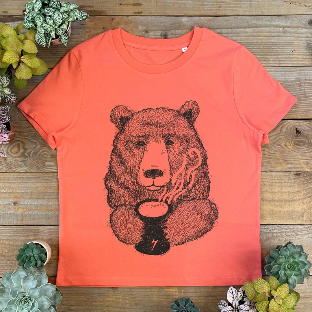 BEAR DRINKING COFFEE TSHIRT