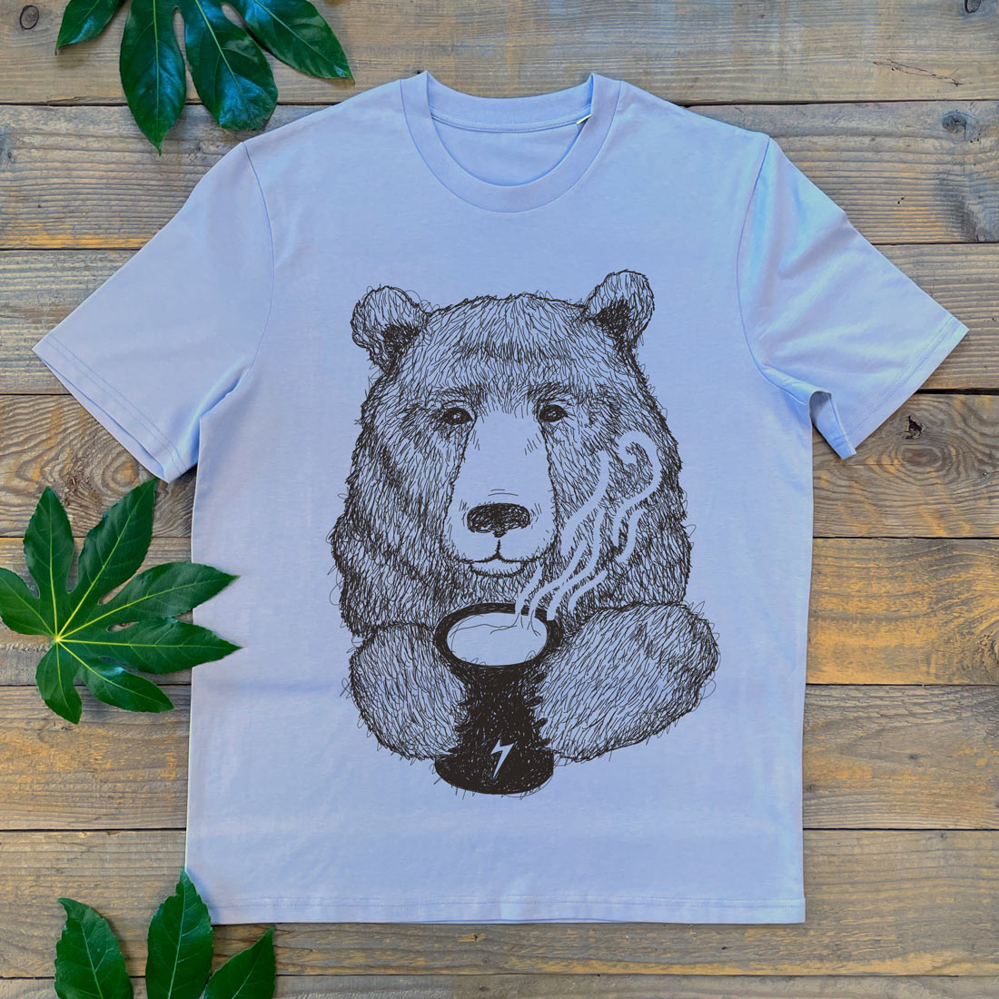 bear and cup of coffee tshirt